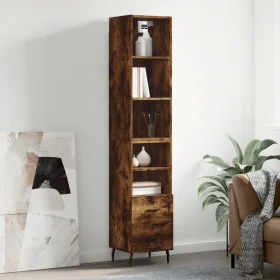 Aparador de madera contrachapada roble ahumado 34,5x34x180 cm de , Aparadores - Ref: Foro24-3189786, Precio: 95,46 €, Descuen...