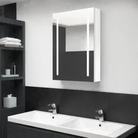 Armario de baño con espejo LED blanco brillante 50x13x70 cm de vidaXL, Tocadores de baño - Ref: Foro24-326501, Precio: 143,88...
