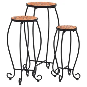 Mesitas de mosaico 3 uds cerámica terracota de , Soportes para macetas - Ref: Foro24-46701, Precio: 87,62 €, Descuento: %