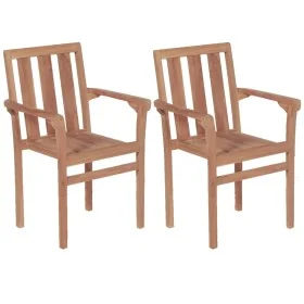 Sillas de jardín apilables 2 unidades madera maciza de teca de , Sillas de jardín - Ref: Foro24-44725, Precio: 281,47 €, Desc...