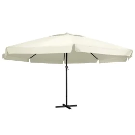 Garden umbrella with white aluminum pole, sand color, 600 cm. by , Umbrellas - Ref: Foro24-47370, Price: 306,61 €, Discount: %