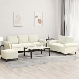 Juego de sofás con cojines 3 piezas terciopelo crema de , Sofás - Ref: Foro24-3202268, Precio: 586,54 €, Descuento: %