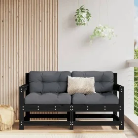 Sillones de jardín con cojines 2 uds madera maciza pino negro de , Sofás modulares de exterior - Ref: Foro24-825594, Precio: ...
