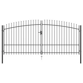 Double gate for fence with spear tips 400x225 cm by , garden gates - Ref: Foro24-145741, Price: 346,01 €, Discount: %