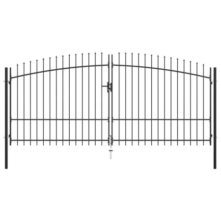 Double gate for fence with spear tips 400x225 cm by , garden gates - Ref: Foro24-145741, Price: 346,01 €, Discount: %