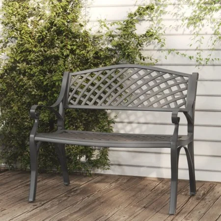 Banco de jardín de aluminio fundido negro 102 cm de , Bancos de jardín - Ref: Foro24-317748, Precio: 215,16 €, Descuento: %