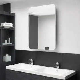 Armario de baño con espejo LED blanco brillante 60x11x80 cm de vidaXL, Tocadores de baño - Ref: Foro24-326509, Precio: 124,34...