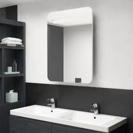 Armario de baño con espejo LED blanco brillante 60x11x80 cm de vidaXL, Tocadores de baño - Ref: Foro24-326509, Precio: 124,34...