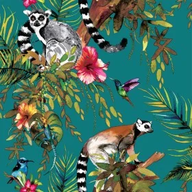 DUTCH WALLCOVERINGS Papel de pared diseño lemur verde 12402 de , Papel pintado - Ref: Foro24-422404, Precio: 32,42 €, Descuen...