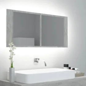 Armario espejo baño luz LED acrílico gris hormigón 100x12x45 cm de , Tocadores de baño - Ref: Foro24-804984, Precio: 66,70 €,...