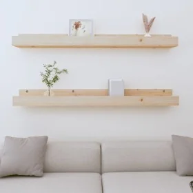 Estantes de pared 2 uds madera maciza de pino 110x12x9 cm de , Estantes y estanterías - Ref: Foro24-823594, Precio: 36,92 €, ...