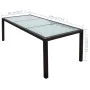 Mesa de jardín ratán sintético y vidrio marrón 190x90x75 cm de , Mesas de jardín - Ref: Foro24-44068, Precio: 333,68 €, Descu...
