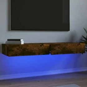 Muebles de TV con luces LED 2 uds roble ahumado 60x35x15,5 cm de , Muebles TV - Ref: Foro24-842897, Precio: 87,51 €, Descuent...