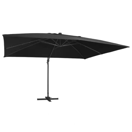 Sombrilla voladiza luces LED y poste aluminio negra 400x300 cm de , Sombrillas - Ref: Foro24-47008, Precio: 334,96 €, Descuen...
