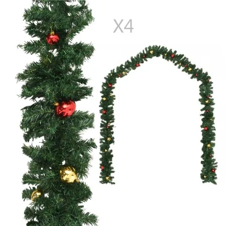 Guirnaldas de Navidad con bolas 4 unidades PVC verde 270 cm de , Adornos festivos - Ref: Foro24-284309, Precio: 74,17 €, Desc...