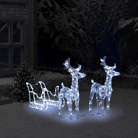 Decoración navideña renos y trineo acrílico 160 LEDs 130 cm de , Luces de Navidad - Ref: Foro24-289979, Precio: 106,35 €, Des...