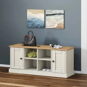 VIGO shoemaker bench made of solid white pine wood 106x35x45 cm by , Benches for halls and storage - Ref: Foro24-353179, Pric...