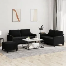 Juego de sofás con cojines 3 piezas terciopelo negro de , Sofás - Ref: Foro24-3201511, Precio: 487,70 €, Descuento: %