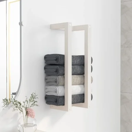 Toallero de madera maciza de pino blanco 23x18x60 cm de , Toalleros - Ref: Foro24-822393, Precio: 20,80 €, Descuento: %