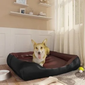 Cama para perros de cuero sintético negro y marrón 80x68x23 cm de , Camas para perros - Ref: Foro24-171241, Precio: 57,00 €, ...