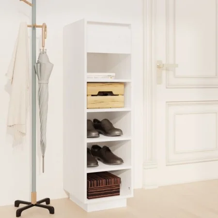 Mueble zapatero de madera maciza de pino blanco 30x34x105 cm de , Zapateros y organizadores de calzado - Ref: Foro24-813556, ...