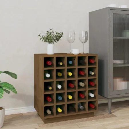 Botellero de madera maciza de pino marrón miel 55,5x34x61 cm de , Armarios para vino y licores - Ref: Foro24-821530, Precio: ...