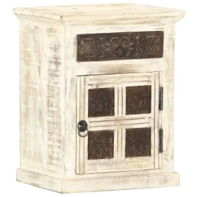 Massiver Nachttisch aus weißem Mangoholz 40x30x50 cm von , Nachttische - Ref: Foro24-285896, Preis: 109,38 €, Rabatt: %