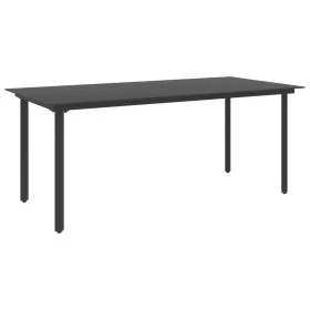 Garden dining table made of black steel and glass, 190x90x74 cm. by , Garden tables - Ref: Foro24-313111, Price: 233,29 €, Di...