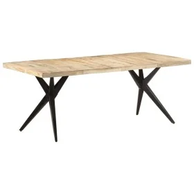Mesa de comedor madera de mango rugosa 200x90x76 cm de , Mesas de cocina y de comedor - Ref: Foro24-323572, Precio: 407,25 €,...