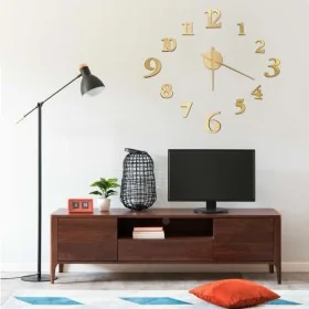 Reloj 3D de pared con diseño moderno dorado 100 cm XXL de , Relojes de pared - Ref: Foro24-325151, Precio: 25,18 €, Descuento: %