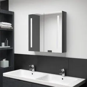 Armario de baño con espejo LED gris brillante 62x14x60 cm de vidaXL, Tocadores de baño - Ref: Foro24-326521, Precio: 103,50 €...