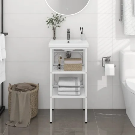 Estructura de lavabo de hierro blanco 40x38x31 cm de , Tocadores de baño - Ref: Foro24-338484, Precio: 59,92 €, Descuento: %