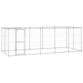 Perrera de exterior de acero galvanizado con techo 12,1 m² de , Casetas y cercados para perros - Ref: Foro24-3082304, Precio:...