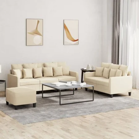 Juego de sofás con cojines 3 piezas tela crema de , Sofás - Ref: Foro24-3201674, Precio: 522,61 €, Descuento: %