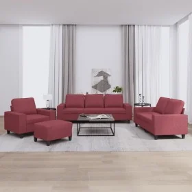 Juego de sofás 4 piezas tela rojo tinto de , Sofás - Ref: Foro24-3201880, Precio: 659,85 €, Descuento: %