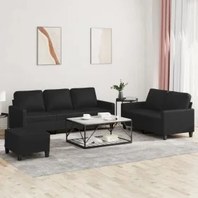 Juego de sofás con cojines 3 piezas cuero sintético negro de , Sofás - Ref: Foro24-3201423, Precio: 483,82 €, Descuento: %