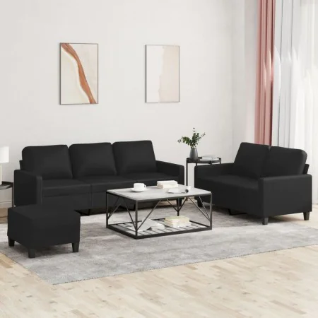 3-piece black faux leather sofa set with cushions by , Sofas - Ref: Foro24-3201423, Price: 483,82 €, Discount: %