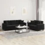 Juego de sofás con cojines 2 piezas tela microfibra negro de , Sofás - Ref: Foro24-3202353, Precio: 601,24 €, Descuento: %