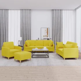 Sofagarnitur mit 4-teiligen Kissen, helles gelbes Gewebe. von , Sofas - Ref: Foro24-3202083, Preis: 666,02 €, Rabatt: %