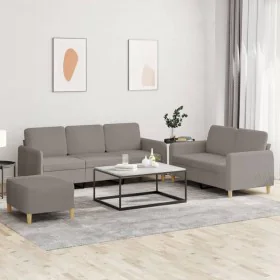 Juego de sofás con cojines 3 piezas tela gris taupe de , Sofás - Ref: Foro24-3202133, Precio: 509,60 €, Descuento: %
