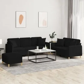 Schwarzes Sofaset mit 3-teiligen Kissen aus Stoff. von , Sofas - Ref: Foro24-3202146, Preis: 657,50 €, Rabatt: %
