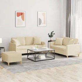 Juego de sofás con cojines 3 piezas tela crema de , Sofás - Ref: Foro24-3202112, Precio: 491,20 €, Descuento: %