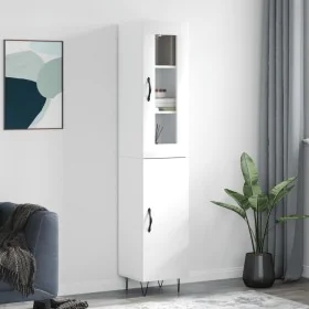 Tall white glossy plywood sideboard 34.5x34x180 cm by , Sideboards - Ref: Foro24-3199203, Price: 114,35 €, Discount: %