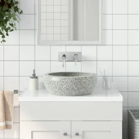 Lavabo sobre encimera redondo cerámica gris Φ41x14 cm de , Lavabos - Ref: Foro24-155064, Precio: 92,07 €, Descuento: %