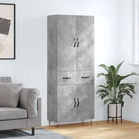 Aparador alto madera contrachapada gris hormigón 69,5x34x180 cm de , Aparadores - Ref: Foro24-3198181, Precio: 167,43 €, Desc...