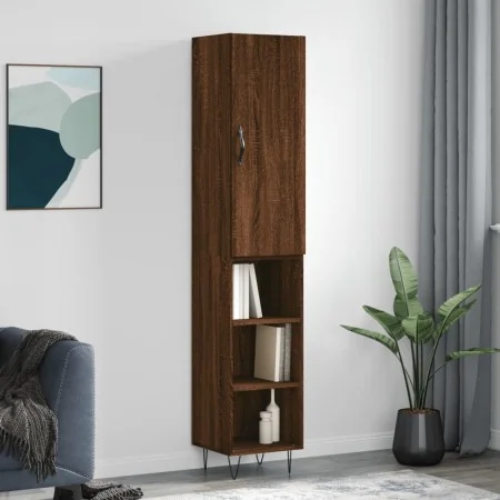 Tall oak brown plywood highboard 34.5x34x180 cm by , Sideboards - Ref: Foro24-3199016, Price: 84,65 €, Discount: %