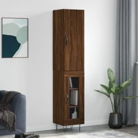 Tall oak brown plywood highboard 34.5x34x180 cm by , Sideboards - Ref: Foro24-3199080, Price: 95,54 €, Discount: %