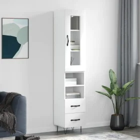 Tall white glossy plywood sideboard 34.5x34x180 cm by , Sideboards - Ref: Foro24-3199331, Price: 116,41 €, Discount: %