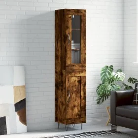 Aparador de madera contrachapada roble ahumado 34,5x34x180 cm de , Aparadores - Ref: Foro24-3199526, Precio: 99,85 €, Descuen...