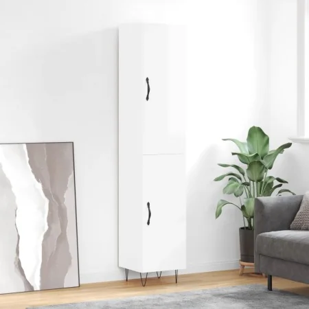 Tall white glossy plywood sideboard 34.5x34x180 cm by , Sideboards - Ref: Foro24-3198819, Price: 112,68 €, Discount: %